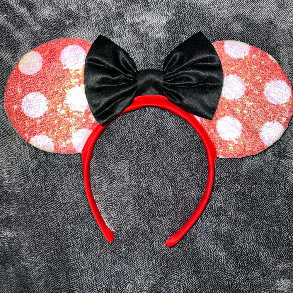 Classic Red Polka Dot Minnie Ears with Black Bow